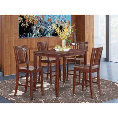 Lightner 4 - Person Counter Height Rubberwood Solid Wood Dining Set by Red Barrel Studio