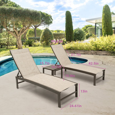 Esko Metal Outdoor Chaise Lounge Set with Table by Latitude Run