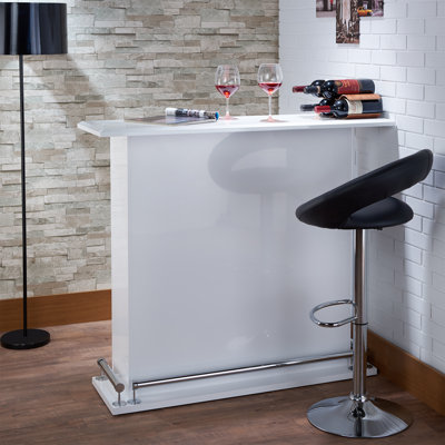 Gudino Rectangular Home Bar in White High Gloss by Wade Logan