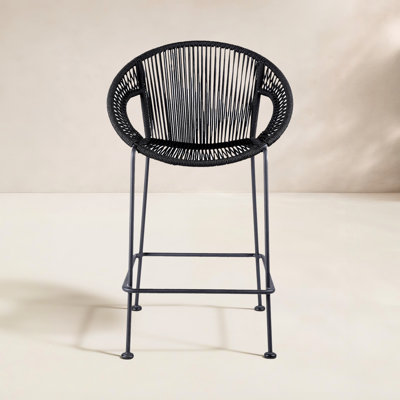 Champlost Outdoor Patio Steel Counter or Bar Stool with Rope