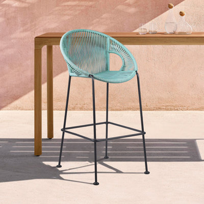 Champlost Outdoor Patio Steel Counter or Bar Stool with Rope by Mistana