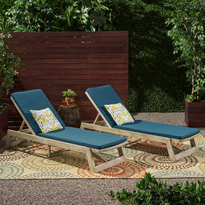 Vinita Outdoor Reclining Chaise Lounge with Cushion by Beachcrest Home