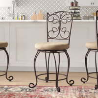 Alcrossagh Metal Swivel Bar & Counter Stool With Upholstered Seat