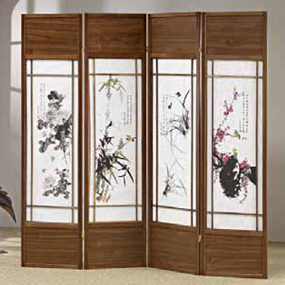 Courtdale 68" W x 70" H 4 Panel Solid Wood Folding Room Divider by Langley Street