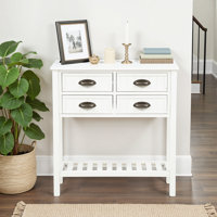 Bailey Bead Board Four-Drawer Console Table with Shelf by August Grove