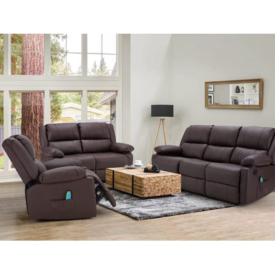 Stewbum Faux Leather Reclining Living Room Set by Red Barrel Studio