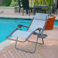 Bonnie Zero Gravity Chair With Sunshade Pillow And Drink Tray- Gray by Arlmont & Co.