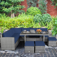 7 Piece Rattan Sofa Seating Group with Cushions