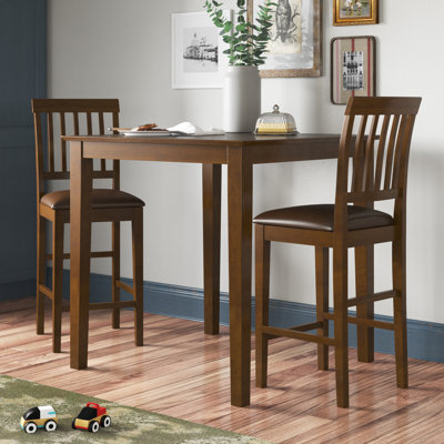 Traditional 3 Piece Counter Height Solid Wood Dining Set by Red Barrel Studio