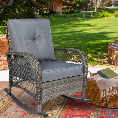 Outdoor Matrix Rocking Wicker/Rattan Chair with Cushions by Bayou Breeze