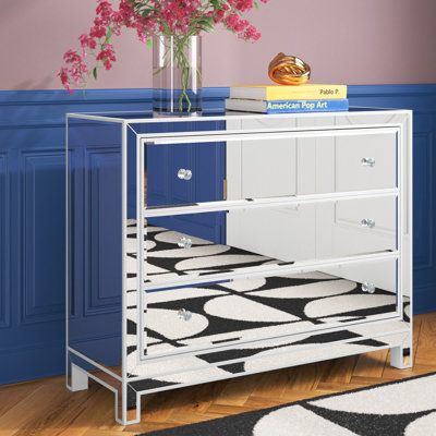 Latasha Solid Wood 3 - Drawer Mirrored Accent Chest by Willa Arlo Interiors