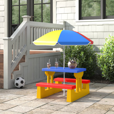 Heitor Kids Rectangular Outdoor Table and Bench by Zoomie Kids