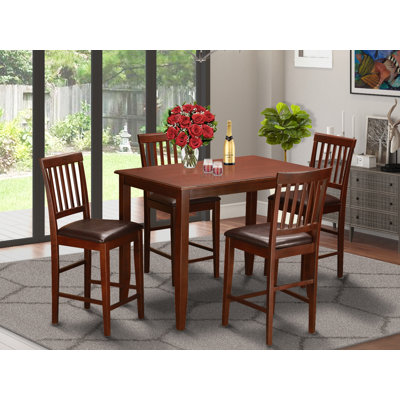 Farview 5 - Piece Counter Height Rubberwood Solid Wood Dining Set by Rosalind Wheeler