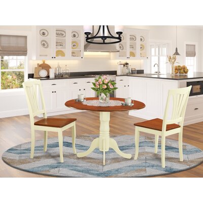 Galvez 3 - Piece Drop Leaf Rubberwood Solid Wood Dining Set by Rosalind Wheeler