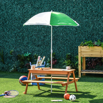 Elazer Kids Solid Wood Rectangular Outdoor Table and Bench by Isabelle & Max