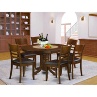 Dufferin 7 - Piece Butterfly Leaf Rubberwood Solid Wood Dining Set by Charlton Home