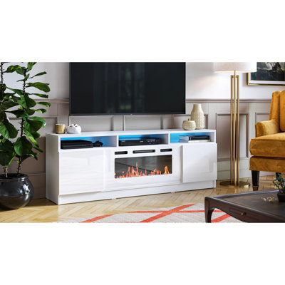 Anirudh TV Stand for TVs up to 70" with Electric Fireplace Included