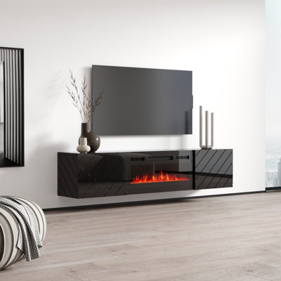 Gofried Floating TV Stand for TVs up to 78" with Electric Fireplace Included by Ivy Bronx