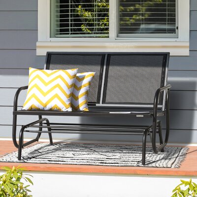 Ciotti Love-seat Porch Glider Heavy Duty 529 LBS Rocking Chair, Iron Patio Glider Chairs Bench, 2-Seater for Backyard, Poolside, Garden by Red Barrel Studio