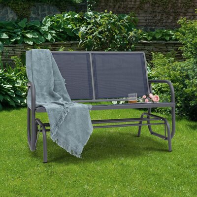 Ciotti Love-seat Porch Glider Heavy Duty 529 LBS Rocking Chair, Iron Patio Glider Chairs Bench, 2-Seater for Backyard, Poolside, Garden by Red Barrel Studio