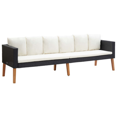 85.8" Wide Teak Rectangle Patio Sofa with Cushions by VidaXL