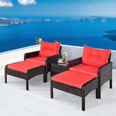 Choudhury 5 Piece Rattan Seating Group with Cushions by Zipcode Design