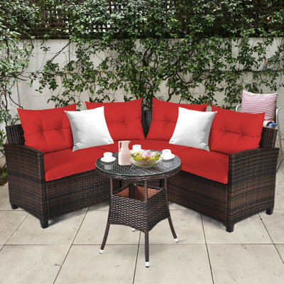 Cilegon 4 Piece Rattan Sofa Seating Group with Cushion