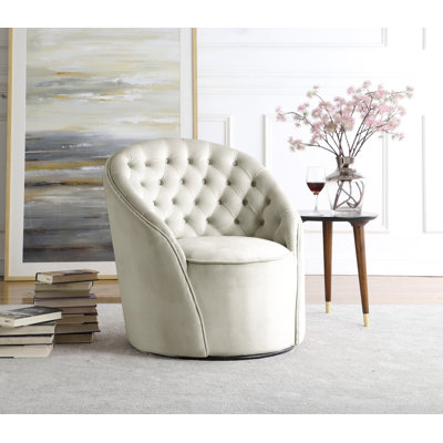 Fermin Velvet Upholstered Swivel Barrel Chair by House of Hampton