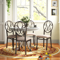 Gutha Upholstered Metal Scroll Side Chair in Dark Chocolate by One Allium Way