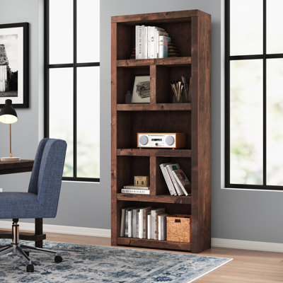Elleise 79 inch high Bookcase, No Assembly Required, Whiskey Finish by Loon Peak