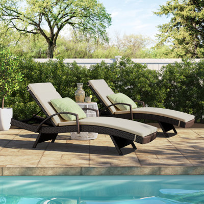 Billur Outdoor Reclining Chaise Lounge with Cushion