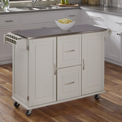 Aftonshire Kitchen Cart with Stainless Steel Top by Lark Manor
