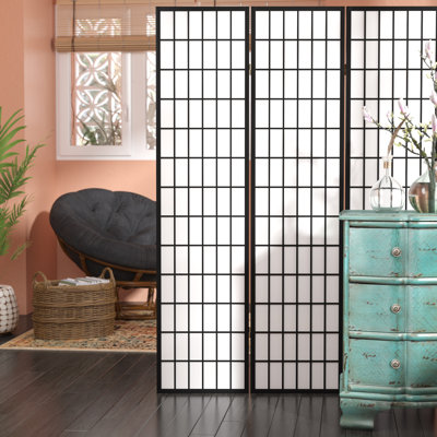 Triana 51" W x 70" H 3 - Panel Solid Wood Folding Room Divider by World Menagerie