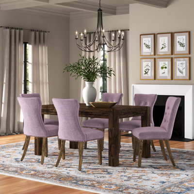 Geib Kitchen Dining Set- Parsons Dining Chairs with Fabric Seat - Rectangular Table by Three Posts