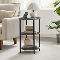 Mauch Round End Table with 3-Tier Storage Shelves by Steelside