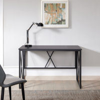 X Design Computer Desk in Weathered Wood and Satin Nickel by Latitude Run