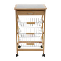 Aubervilliers 3 Tier Basket And Drawer Kitchen Cart by Prep & Savour
