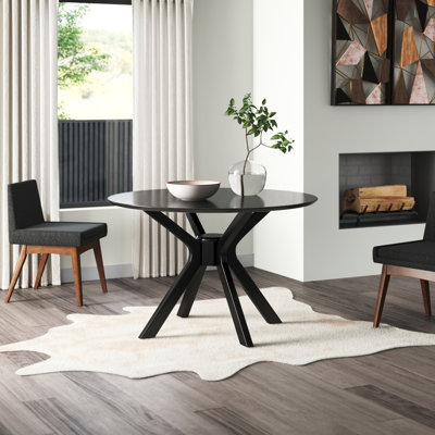 Pleasant Plains 47.24" L Rubberwood Pedestal Dining Table by Mercury Row