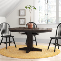 Bartell Butterfly Leaf Solid Wood Pedestal Dining Table by Three Posts