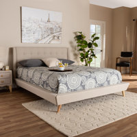 Milazzo Mid-Century Modern Fabric Upholstered Wingback Platform Bed