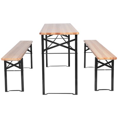 3PCS Wooden Garden Patio Picnic Bench Table Set by Red Barrel Studio