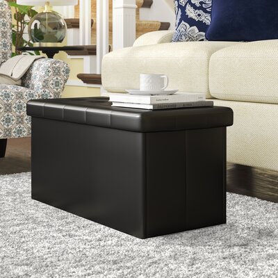Gillingham 29.91" Wide Faux Leather Tufted Rectangle Storage Ottoman