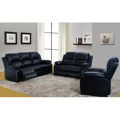 Hartranft 3 Piece Faux Leather Reclining Living Room Set