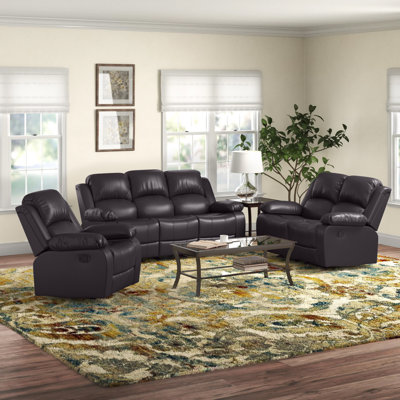 Hartranft 3 Piece Faux Leather Reclining Living Room Set by Red Barrel Studio