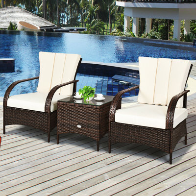 Bashaw 3 Piece Rattan Seating Group with Cushions