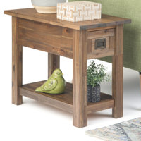 Wyandotte Solid Acacia Wood End Table with Drawer by Millwood Pines