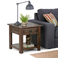 Wyandotte Solid Acacia Wood End Table with Drawer by Millwood Pines