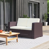 Mcchesney 55" Wide Outdoor Loveseat with Cushions by Mercury Row