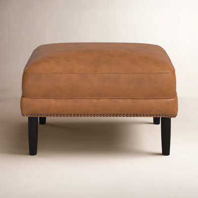 Woodford Top Grain Genuine Leather Ottoman by Birch Lane