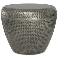 Preston 22"W Metal Modern Industrial End Table with Drum Design and Textured Finish by Simpli Home